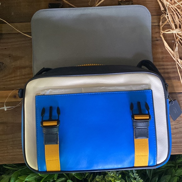 Coach Track Crossbody In ColorBlock with Coach Branding on Front Flap - Picture 6 of 16